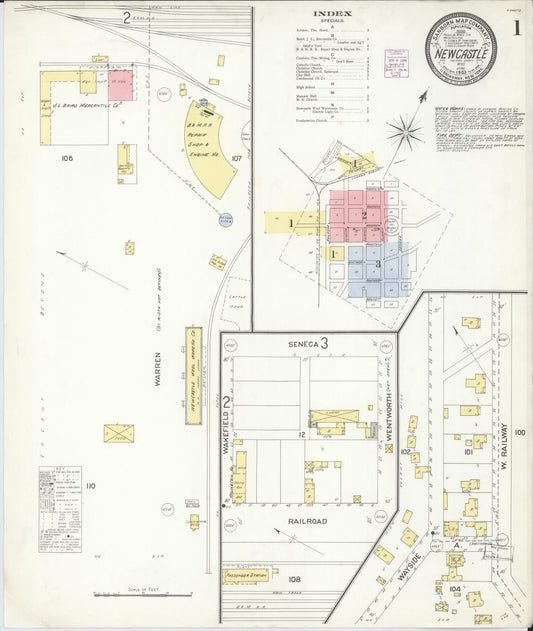Sanborn Fire Insurance Map from Newcastle, Weston County, Wyoming (1903), Sheet #0001 - Complete Map Set gallery image, historic Sanborn map, vintage wall art, Wyoming Wyoming