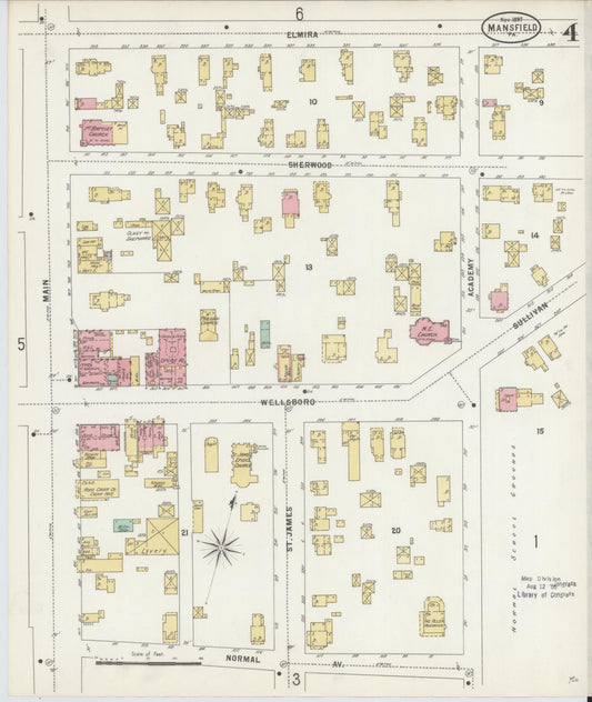 Sanborn Fire Insurance Map from Mansfield, Tioga County, Pennsylvania (1892), Sheet #0004 - Historic Sanborn Fire Insurance Map Print, vintage old map wall art, antique decor, genealogy gift, Pennsylvania Pennsylvania map