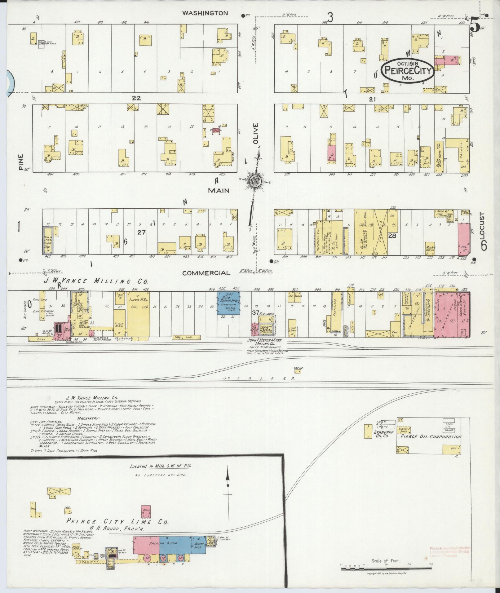 Sanborn Fire Insurance Map from Pierce City, Lawrence County, Missouri (1918), Sheet #0005 - Historic Sanborn Fire Insurance Map Print, vintage old map wall art, antique decor, genealogy gift, Missouri Missouri map