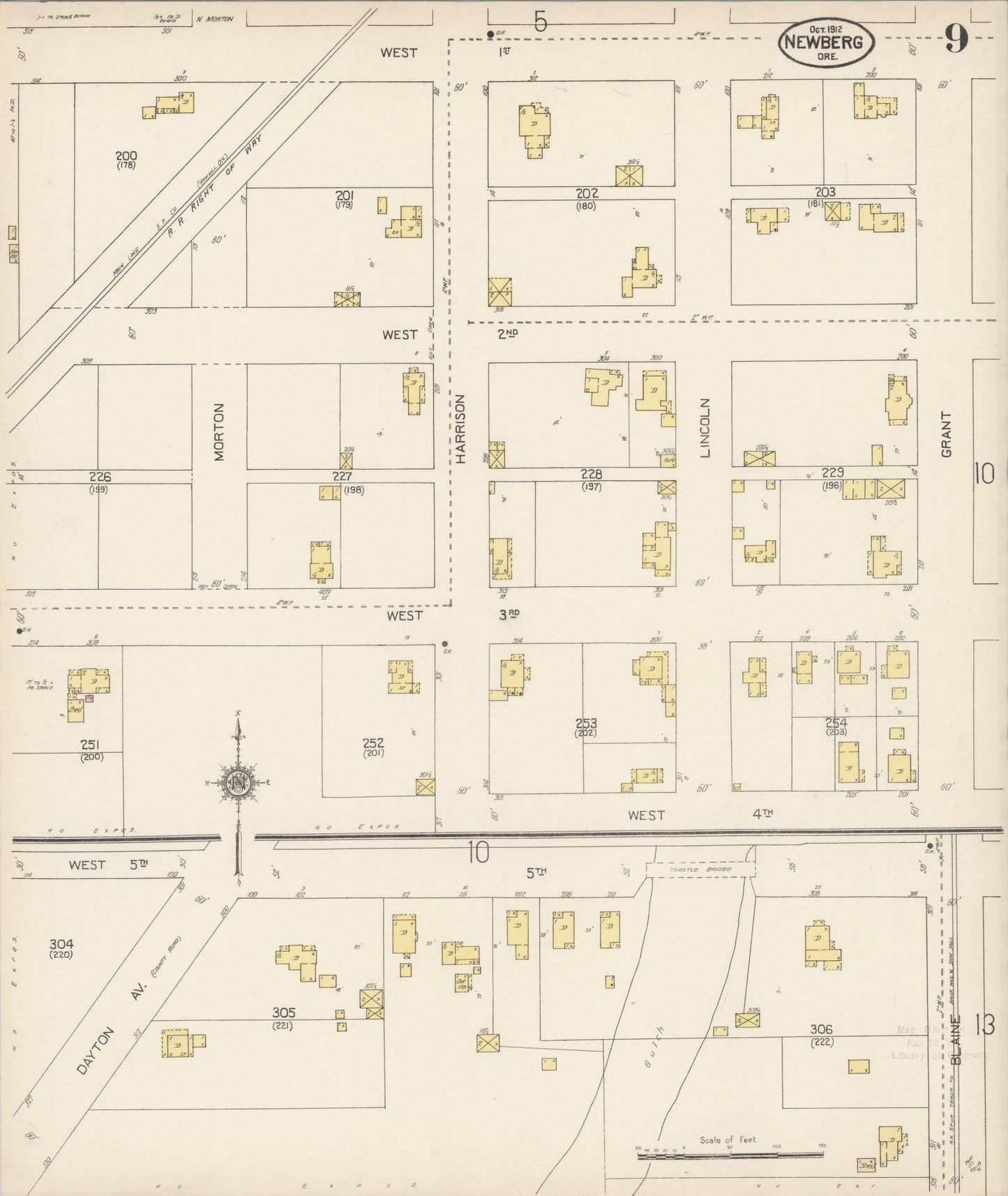 Sanborn Fire Insurance Map from Newberg, Yamhill County, Oregon (1912), Sheet #0009 - Complete Map Set gallery image, historic Sanborn map, vintage wall art, Oregon Oregon