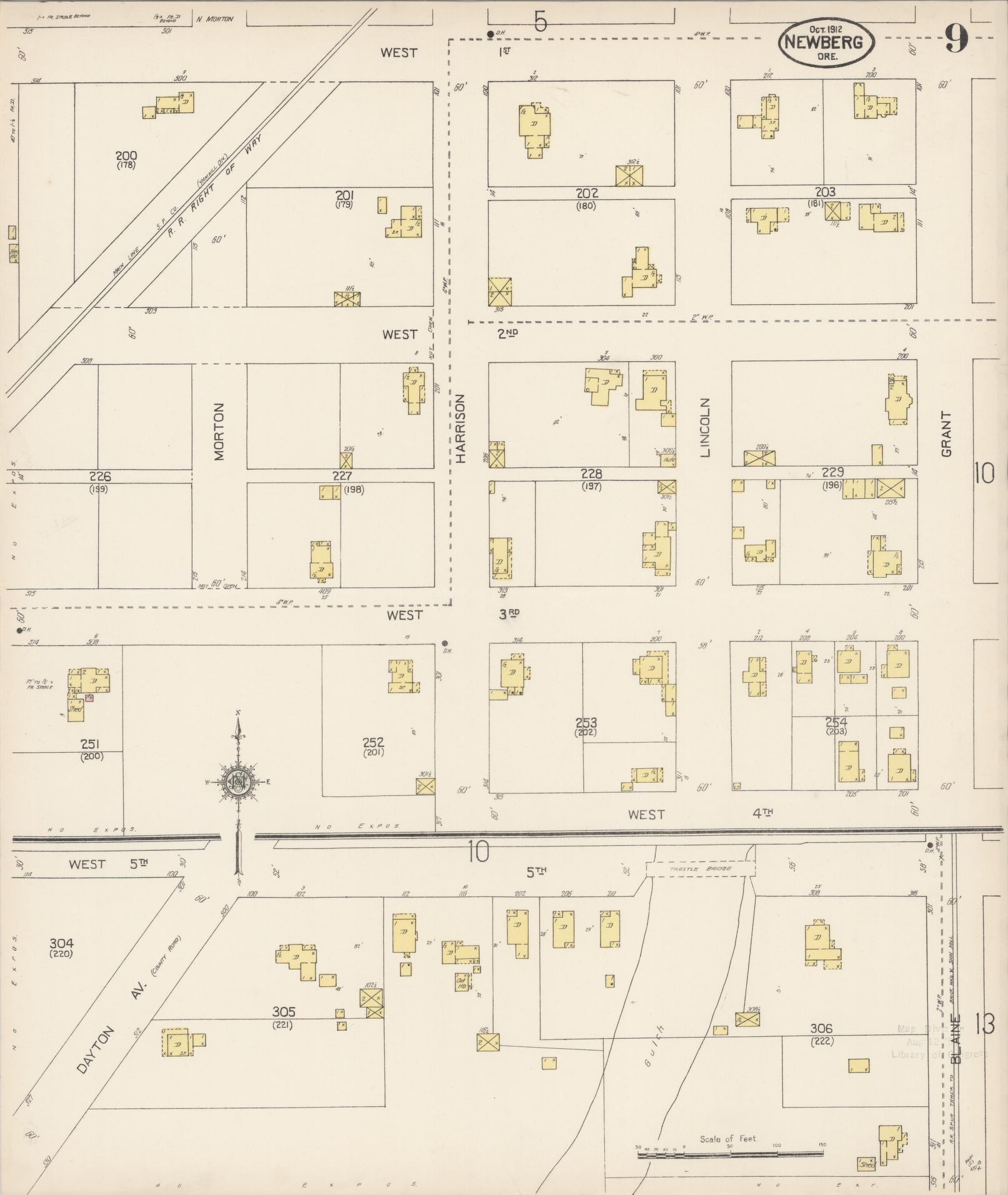 Sanborn Fire Insurance Map from Newberg, Yamhill County, Oregon (1912), Sheet #0009 - Complete Map Set gallery image, historic Sanborn map, vintage wall art, Oregon Oregon