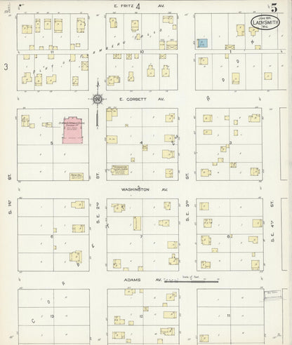 Sanborn Fire Insurance Map from Ladysmith, Rusk County, Wisconsin (1914), Sheet #0005 - Complete Map Set gallery image, historic Sanborn map, vintage wall art, Wisconsin Wisconsin