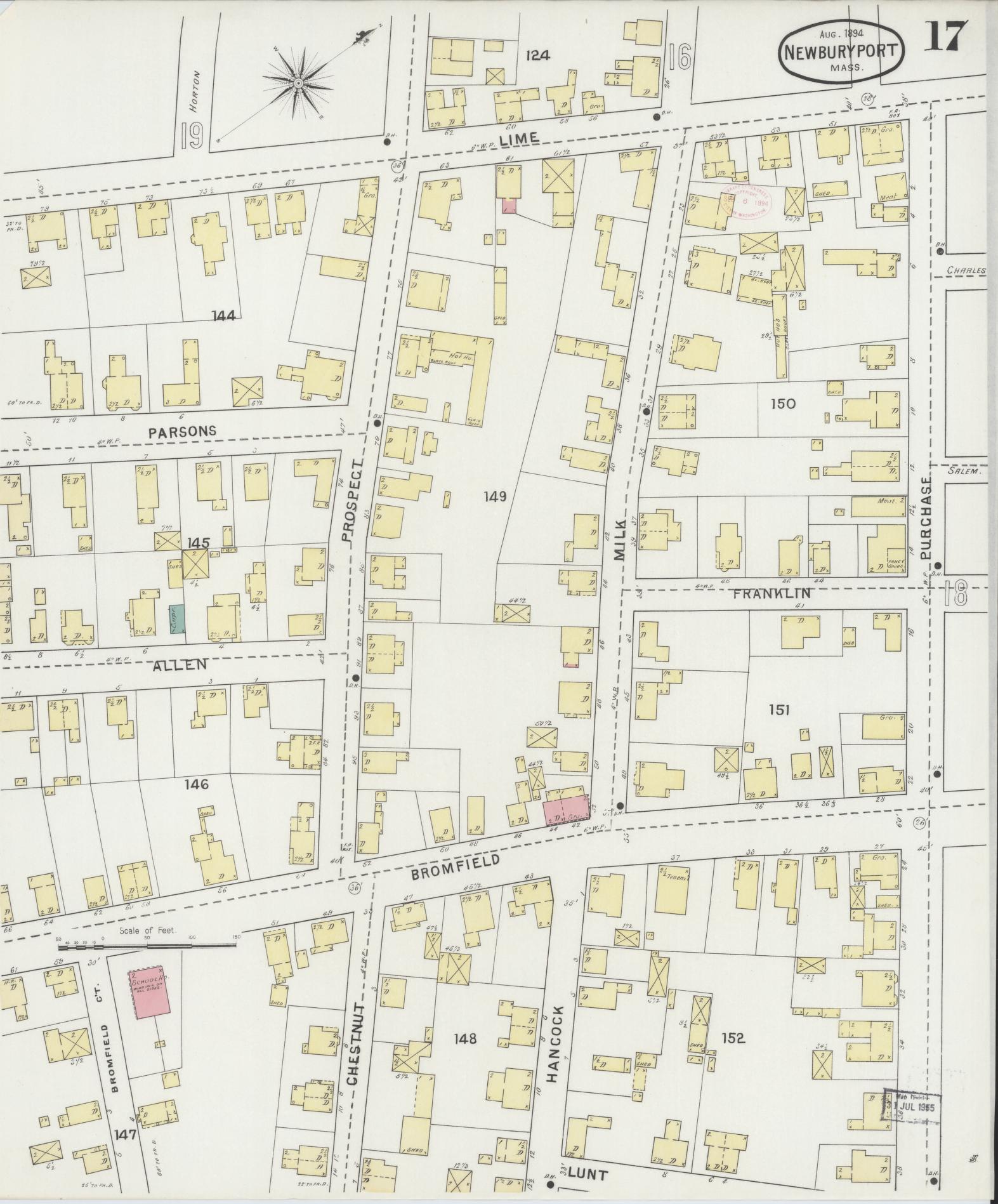 Sanborn Fire Insurance Map from Newburyport, Essex County, Massachusetts (1894), Sheet #0017 - Complete Map Set gallery image, historic Sanborn map, vintage wall art, Massachusetts Massachusetts