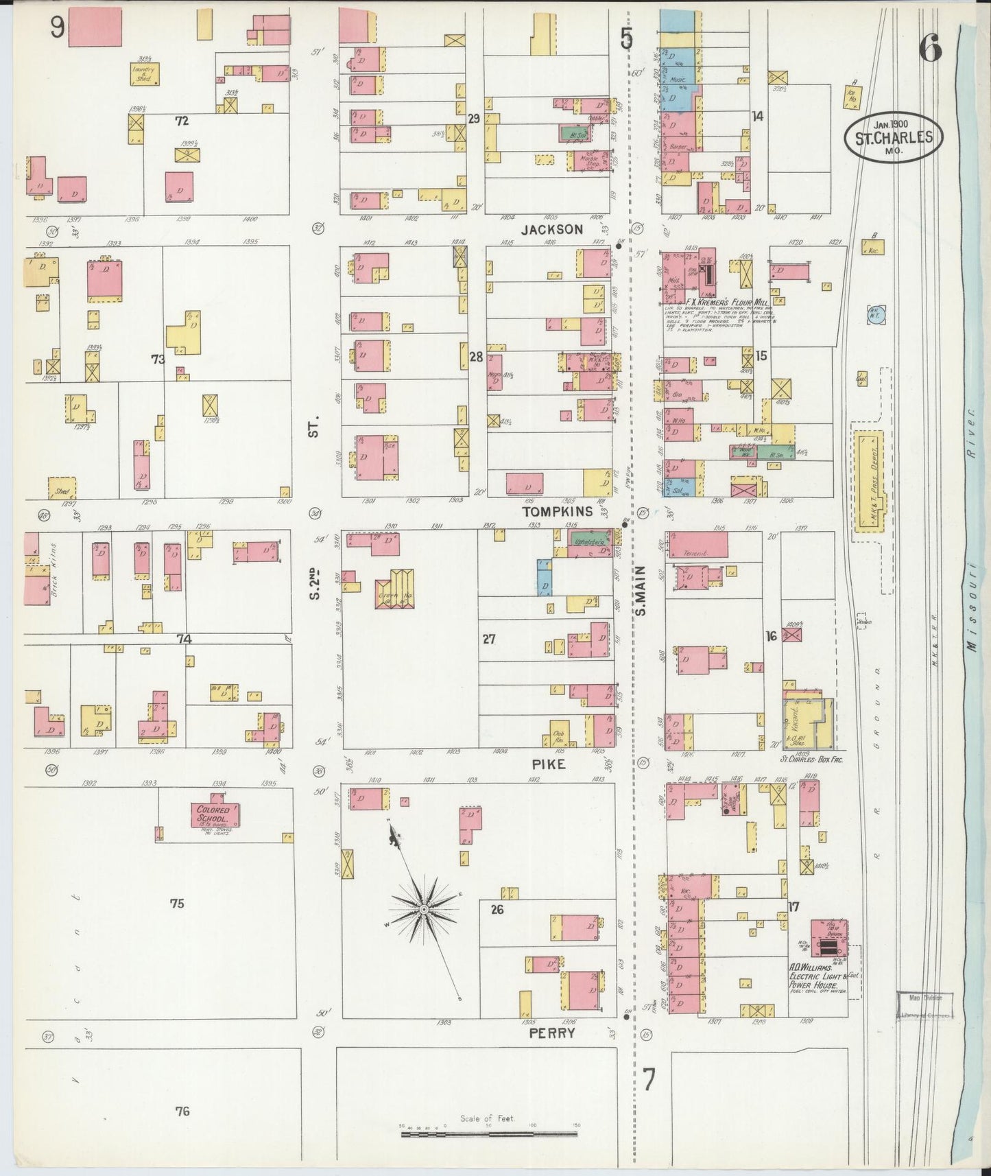Sanborn Fire Insurance Map from Saint Charles, Saint Charles County, Missouri (1900), Sheet #0006 - Complete Map Set gallery image, historic Sanborn map, vintage wall art, Missouri Missouri
