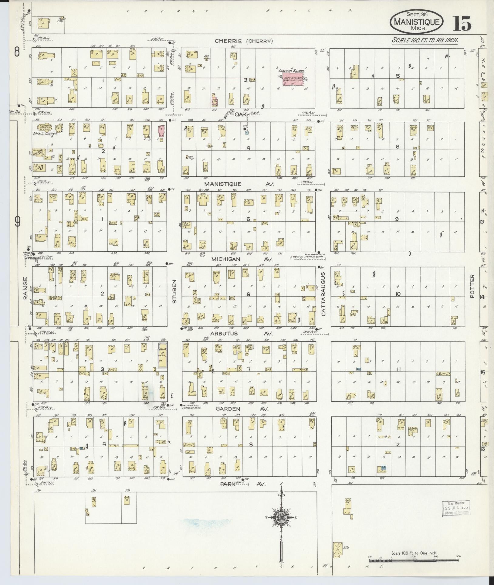 Sanborn Fire Insurance Map from Manistique, Schoolcraft County, Michigan (1914), Sheet #0015 - Complete Map Set gallery image, historic Sanborn map, vintage wall art, Michigan Michigan