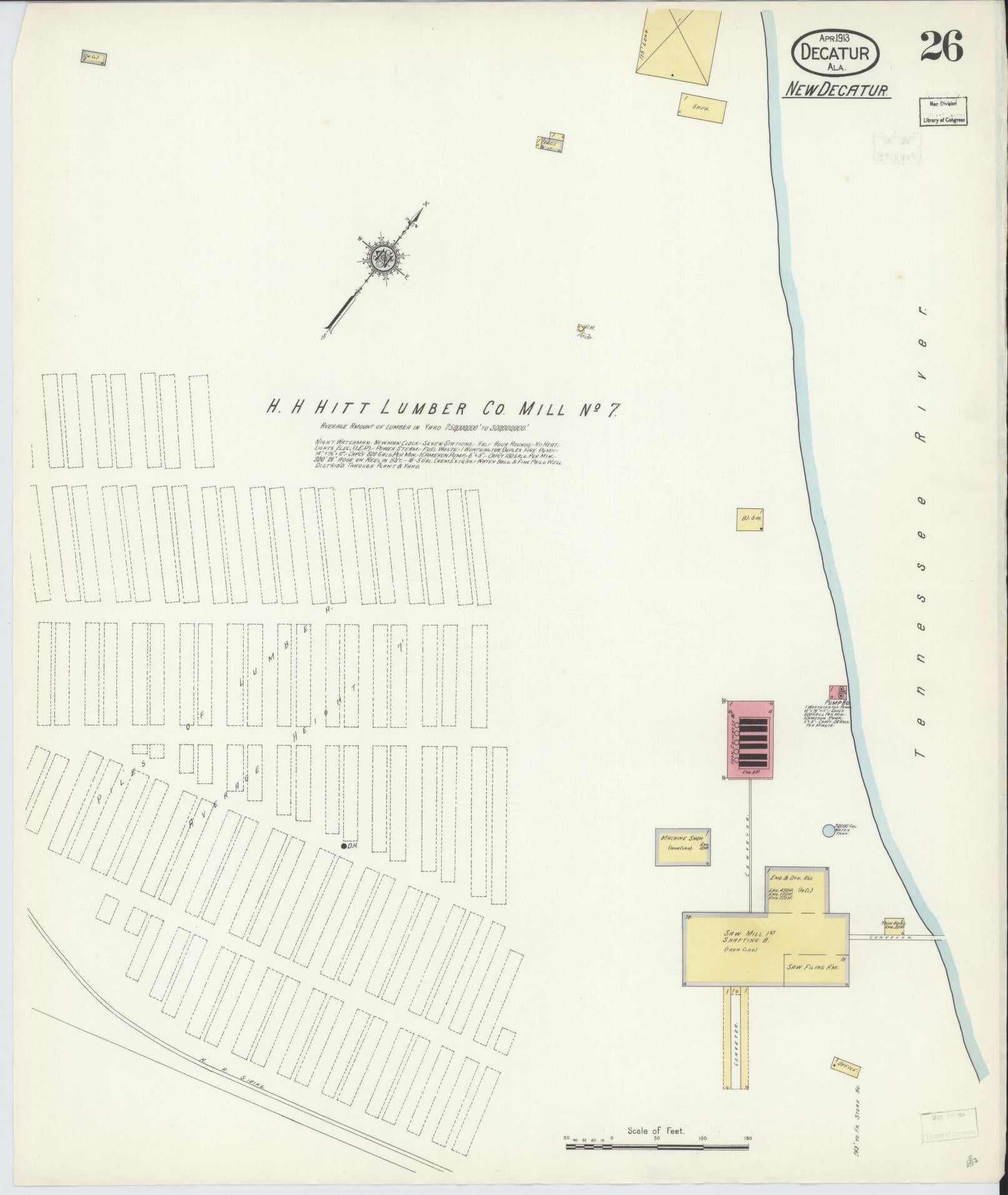Sanborn Fire Insurance Map from Decatur, Morgan County, Alabama (1913), Sheet #0026 - Complete Map Set gallery image, historic Sanborn map, vintage wall art, Alabama Alabama