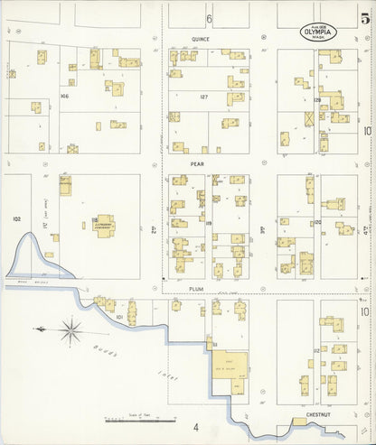 Sanborn Fire Insurance Map from Olympia, Thurston County, Washington (1908), Sheet #0005 - Complete Map Set gallery image, historic Sanborn map, vintage wall art, Washington Washington