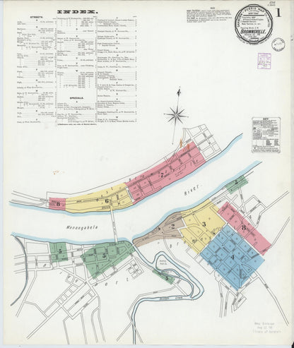 Sanborn Fire Insurance Map from Brownsville, Fayette County, Pennsylvania (1901), Sheet #0001 - Complete Map Set gallery image, historic Sanborn map, vintage wall art, Pennsylvania Pennsylvania