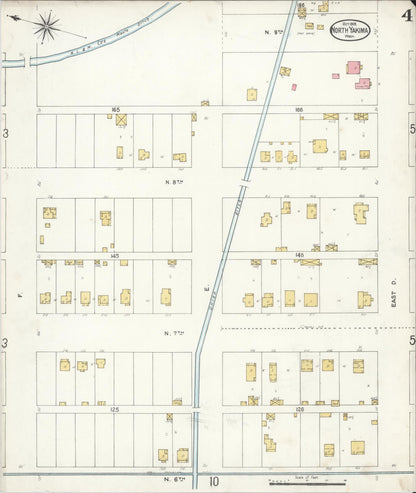Sanborn Fire Insurance Map from North Yakima, Yakima County, Washington (1905), Sheet #0004 - Complete Map Set gallery image, historic Sanborn map, vintage wall art, Washington Washington