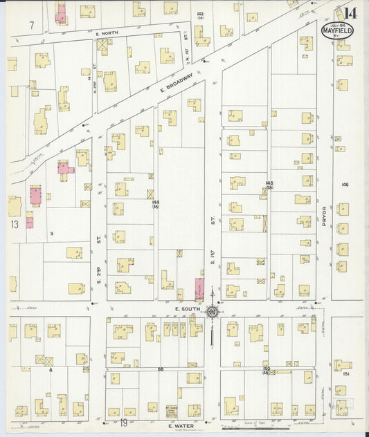 Sanborn Fire Insurance Map from Mayfield, Graves County, Kentucky (1916), Sheet #0014 - Historic Sanborn Fire Insurance Map Print, vintage old map wall art, antique decor, genealogy gift, Kentucky Kentucky map