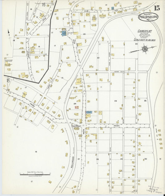 Sanborn Fire Insurance Map from Philipsburg, Centre County, Pennsylvania (1917), Sheet #0015 - Historic Sanborn Fire Insurance Map Print, vintage old map wall art, antique decor, genealogy gift, Pennsylvania Pennsylvania map