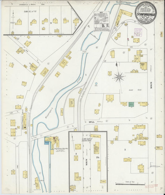 Sanborn Fire Insurance Map from Stanfordville, Dutchess County, New York (1905), Sheet #0001 - Historic Sanborn Fire Insurance Map Print, vintage old map wall art, antique decor, genealogy gift, New York New York map