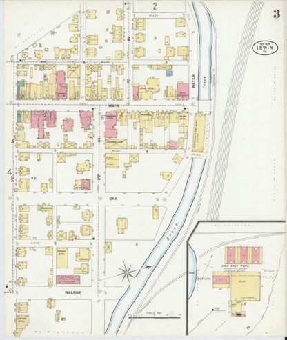 Sanborn Fire Insurance Map from Irwin, Westmoreland County, Pennsylvania (1899), Sheet #0003 - Historic Sanborn Fire Insurance Map Print, vintage old map wall art, antique decor, genealogy gift, Pennsylvania Pennsylvania map