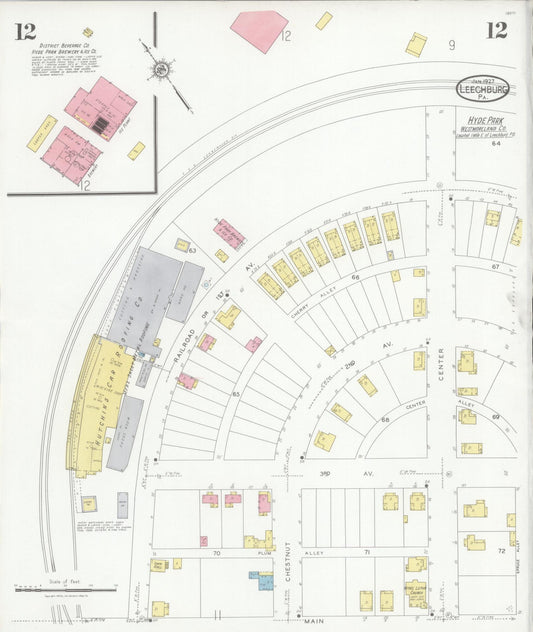 Sanborn Fire Insurance Map from Leechburg, Armstrong County, Pennsylvania (1927), Sheet #0012 - Historic Sanborn Fire Insurance Map Print, vintage old map wall art, antique decor, genealogy gift, Pennsylvania Pennsylvania map