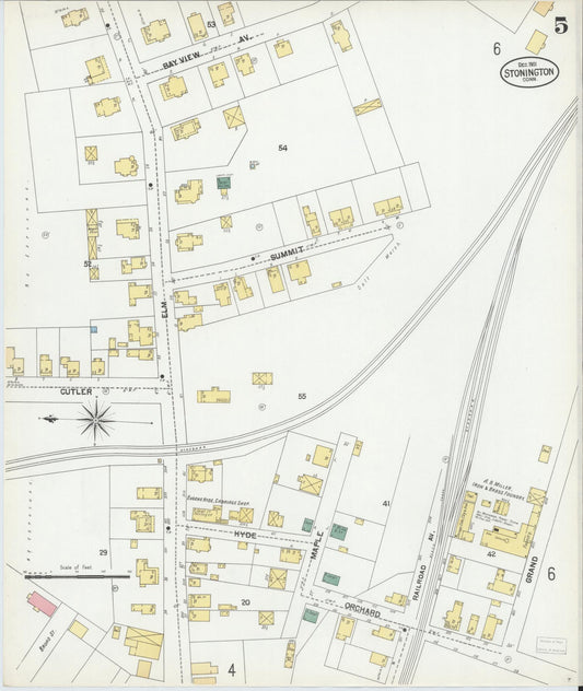 Sanborn Fire Insurance Map from Stonington, New London County, Connecticut (1901), Sheet #0005 - Historic Sanborn Fire Insurance Map Print, vintage old map wall art, antique decor, genealogy gift, Connecticut Connecticut map
