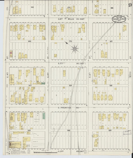 Sanborn Fire Insurance Map from Ashland, Ashland County, Wisconsin (1895), Sheet #0009 - Historic Sanborn Fire Insurance Map Print, vintage old map wall art, antique decor, genealogy gift, Wisconsin Wisconsin map