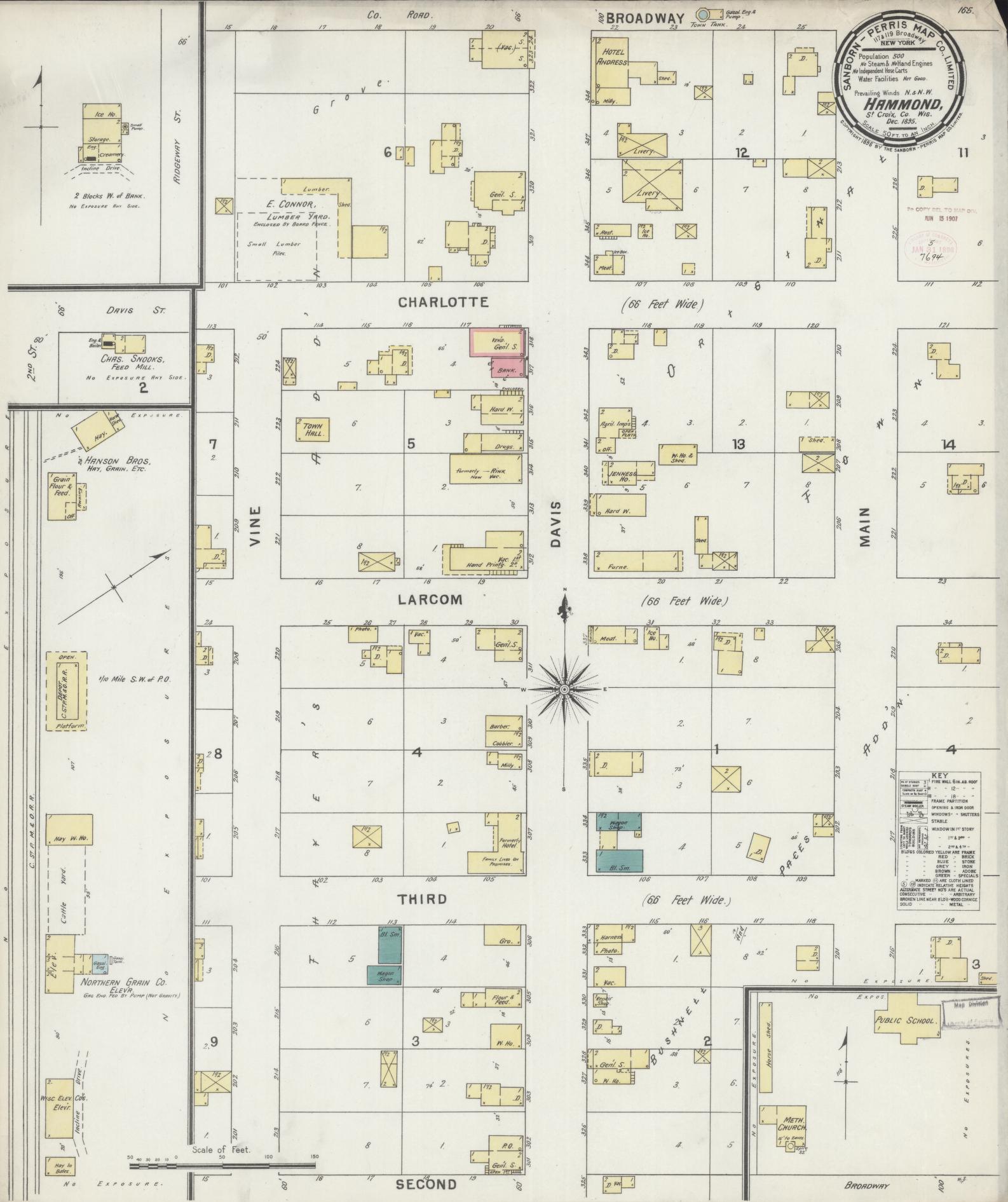 Sanborn Fire Insurance Map from Hammond, St. Croix County, Wisconsin (1895), Sheet #0001 - Historic Sanborn Fire Insurance Map Print, vintage old map wall art, antique decor, genealogy gift, Wisconsin Wisconsin map