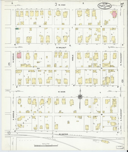 Sanborn Fire Insurance Map from Portland, Jay County, Indiana (1910), Sheet #0007 - Historic Sanborn Fire Insurance Map Print, vintage old map wall art, antique decor, genealogy gift, Indiana Indiana map