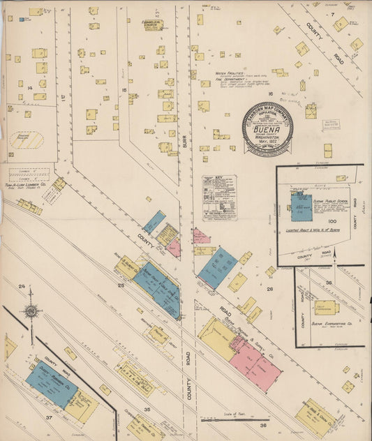 Sanborn Fire Insurance Map from Buena, Yakima County, Washington (1922), Sheet #0001 - Historic Sanborn Fire Insurance Map Print, vintage old map wall art, antique decor, genealogy gift, Washington Washington map