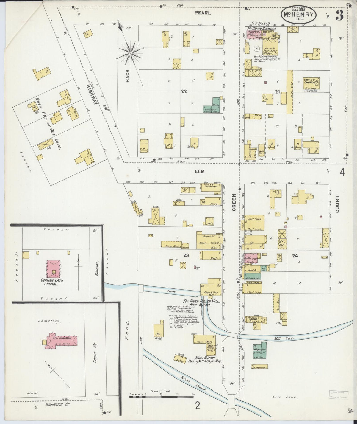 Sanborn Fire Insurance Map from McHenry, McHenry County, Illinois (1898), Sheet #0003 - Complete Map Set gallery image, historic Sanborn map, vintage wall art, Illinois Illinois