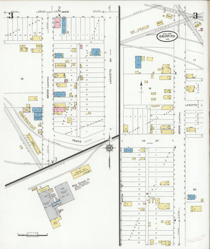 Sanborn Fire Insurance Map from Griffith, Lake County, Indiana (1930), Sheet #0003 - Complete Map Set gallery image, historic Sanborn map, vintage wall art, Indiana Indiana