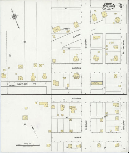 Sanborn Fire Insurance Map from Palmer, Ellis County, Texas (1921), Sheet #0006 - Complete Map Set gallery image, historic Sanborn map, vintage wall art, Texas Texas