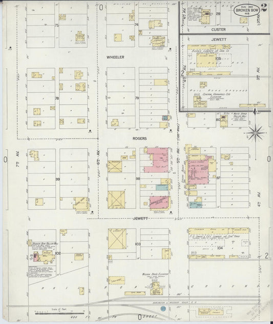Sanborn Fire Insurance Map from Broken Bow, Custer County, Nebraska (1902), Sheet #0002 - Historic Sanborn Fire Insurance Map Print, vintage old map wall art, antique decor, genealogy gift, Nebraska Nebraska map