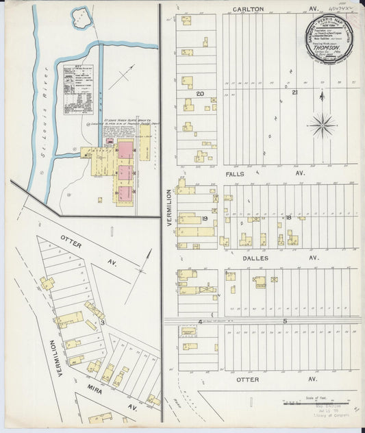 Sanborn Fire Insurance Map from Thomson, Carlton County, Minnesota (1892), Sheet #0001 - Historic Sanborn Fire Insurance Map Print, vintage old map wall art, antique decor, genealogy gift, Minnesota Minnesota map