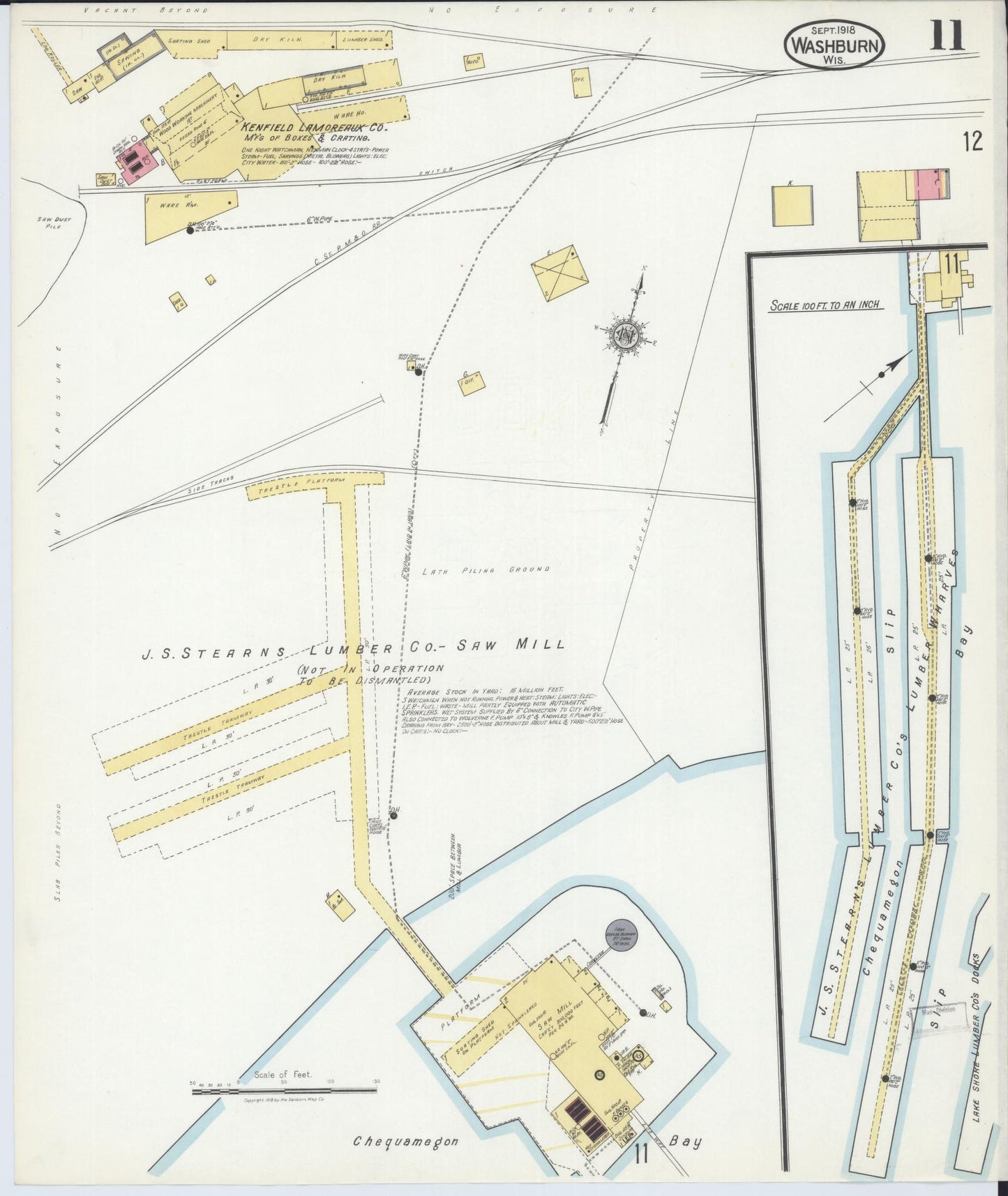 Sanborn Fire Insurance Map from Washburn, Bayfield County, Wisconsin (1918), Sheet #0011 - Complete Map Set gallery image, historic Sanborn map, vintage wall art, Wisconsin Wisconsin