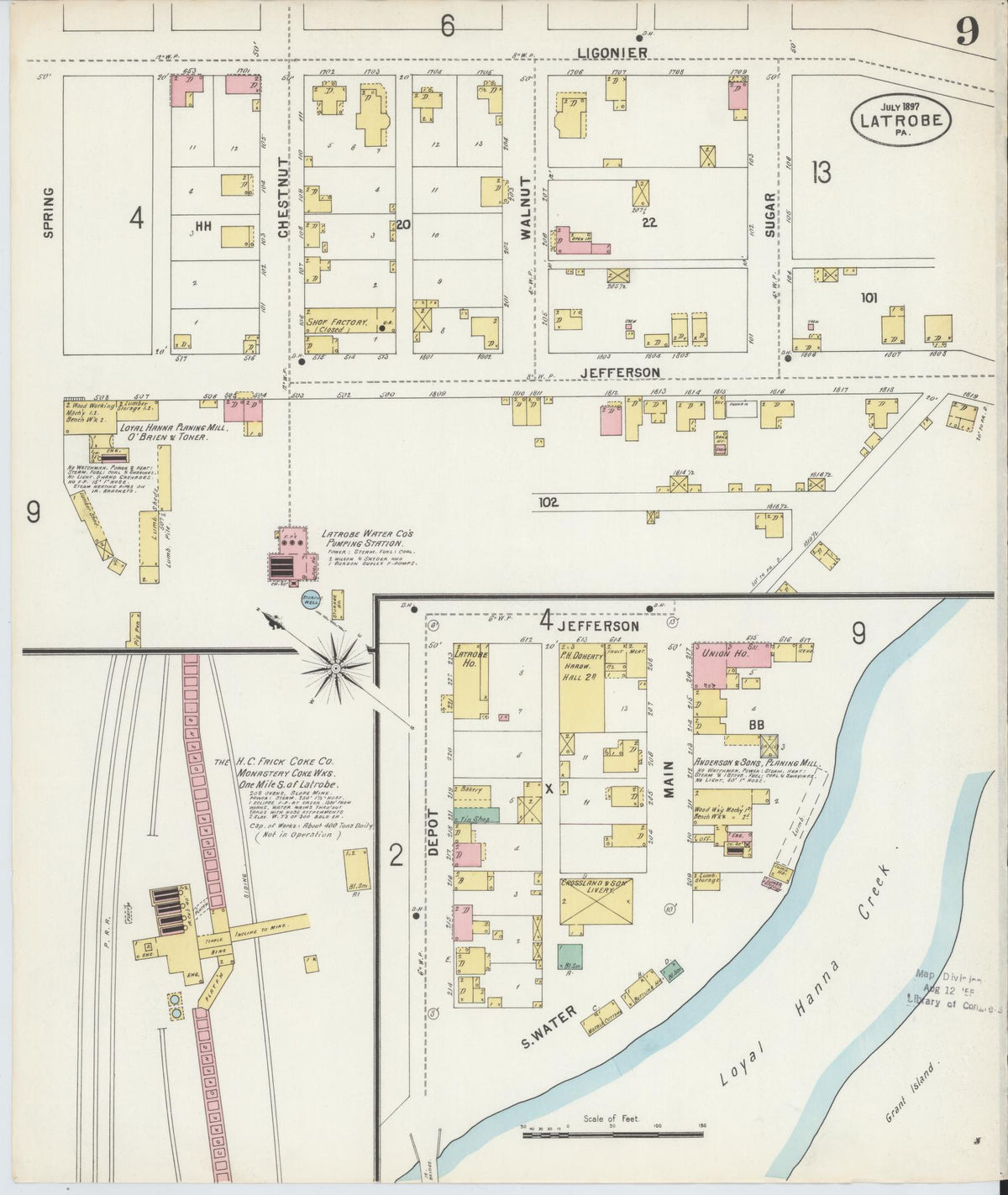 Sanborn Fire Insurance Map from Latrobe, Westmoreland County, Pennsylvania (1897), Sheet #0009 - Complete Map Set gallery image, historic Sanborn map, vintage wall art, Pennsylvania Pennsylvania