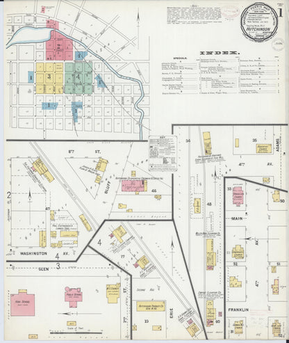Sanborn Fire Insurance Map from Hutchinson, Mcleod County, Minnesota (1899), Sheet #0001 - Historic Sanborn Fire Insurance Map Print, vintage old map wall art, antique decor, genealogy gift, Minnesota Minnesota map