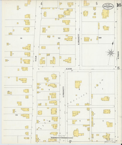 Sanborn Fire Insurance Map from Sherman, Grayson County, Texas (1902), Sheet #0016 - Complete Map Set gallery image, historic Sanborn map, vintage wall art, Texas Texas