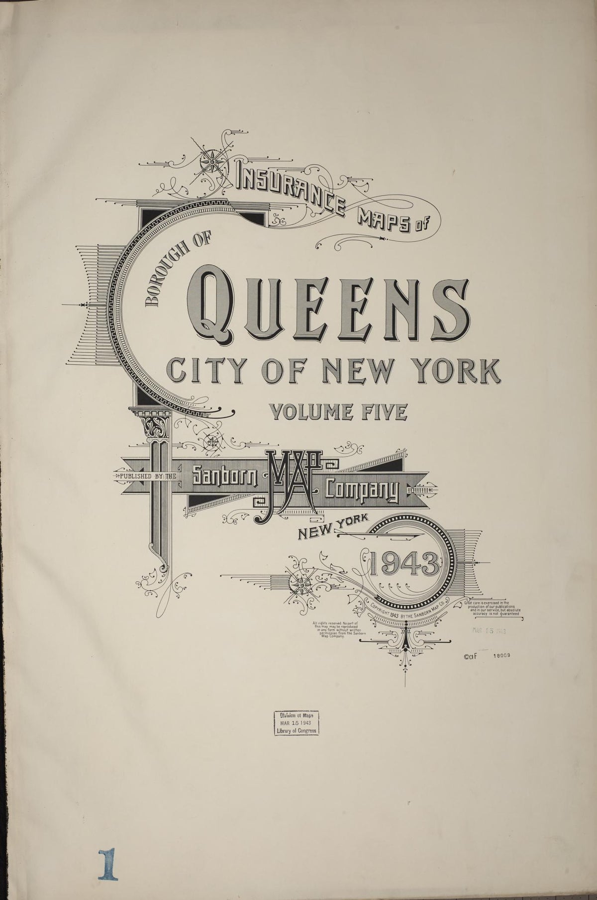 Sanborn Fire Insurance Map from Queens, Queens County, New York (1943), Sheet #0001 - Historic Sanborn Fire Insurance Map Print, vintage old map wall art, antique decor, genealogy gift, New York New York map