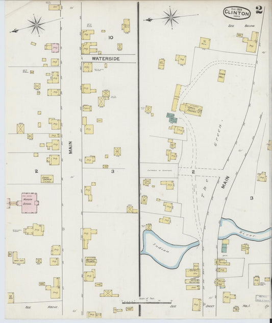 Sanborn Fire Insurance Map from Clinton, Middlesex County, Connecticut (1889), Sheet #0002 - Historic Sanborn Fire Insurance Map Print, vintage old map wall art, antique decor, genealogy gift, Connecticut Connecticut map