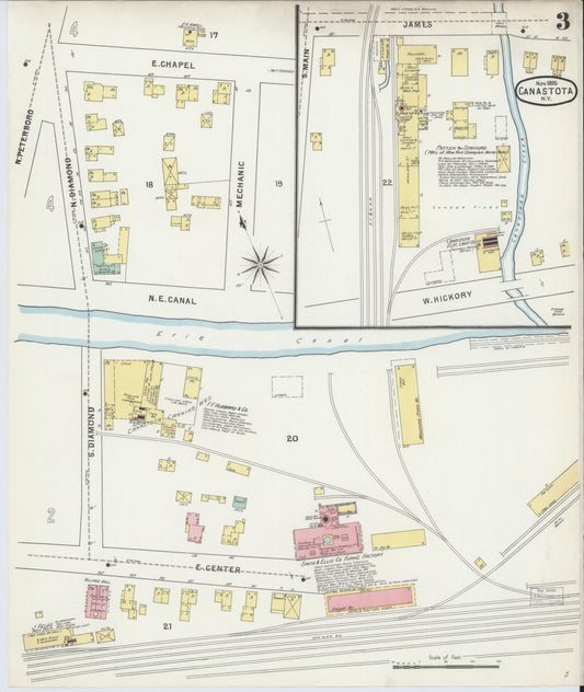 Sanborn Fire Insurance Map from Canastota, Madison County, New York (1895), Sheet #0003 - Historic Sanborn Fire Insurance Map Print, vintage old map wall art, antique decor, genealogy gift, New York New York map