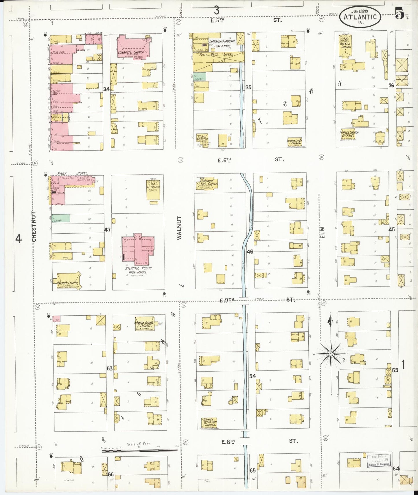 Sanborn Fire Insurance Map from Atlantic, Cass County, Iowa (1899), Sheet #0005 - Historic Sanborn Fire Insurance Map Print, vintage old map wall art