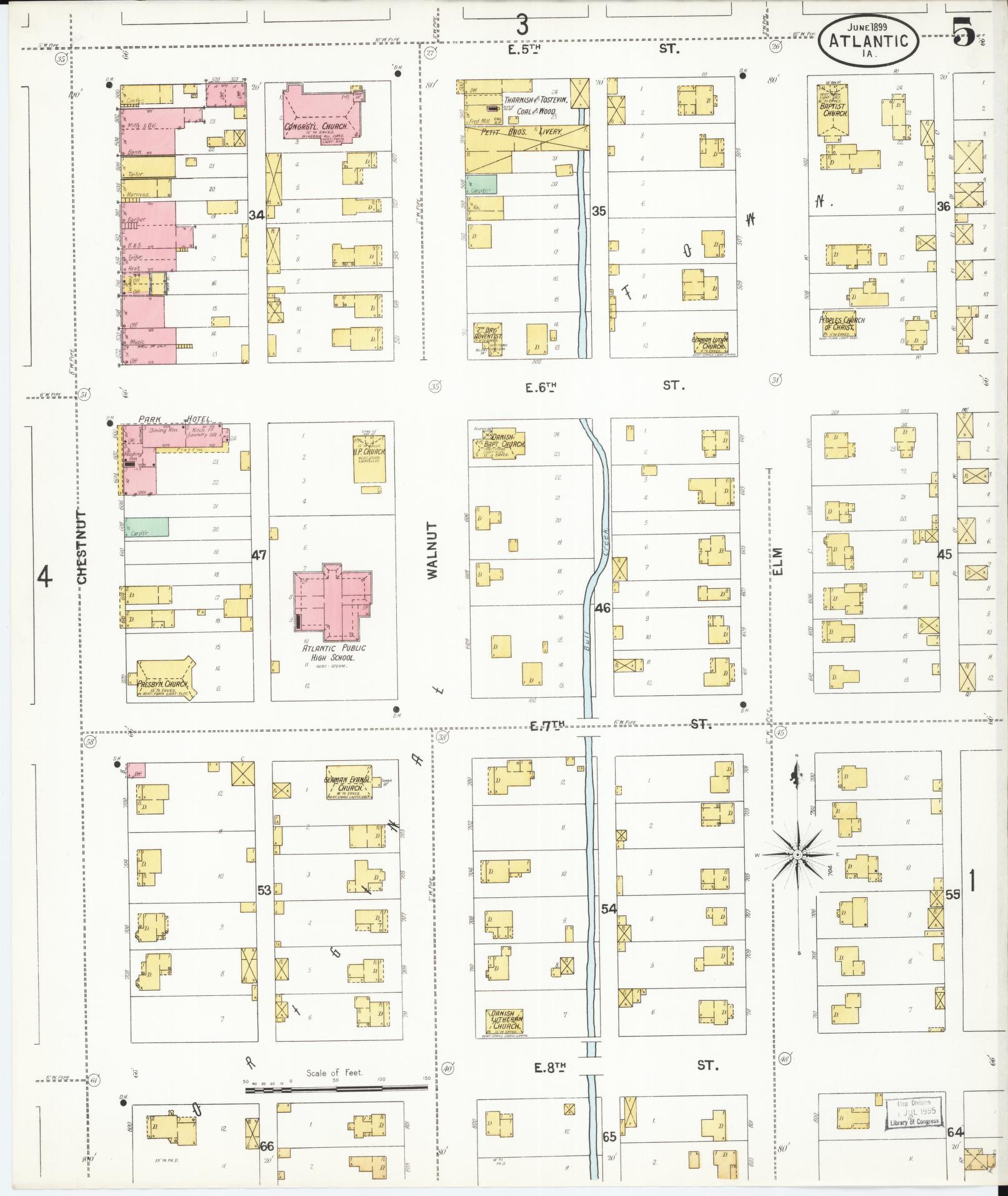 Sanborn Fire Insurance Map from Atlantic, Cass County, Iowa (1899), Sheet #0005 - Historic Sanborn Fire Insurance Map Print, vintage old map wall art