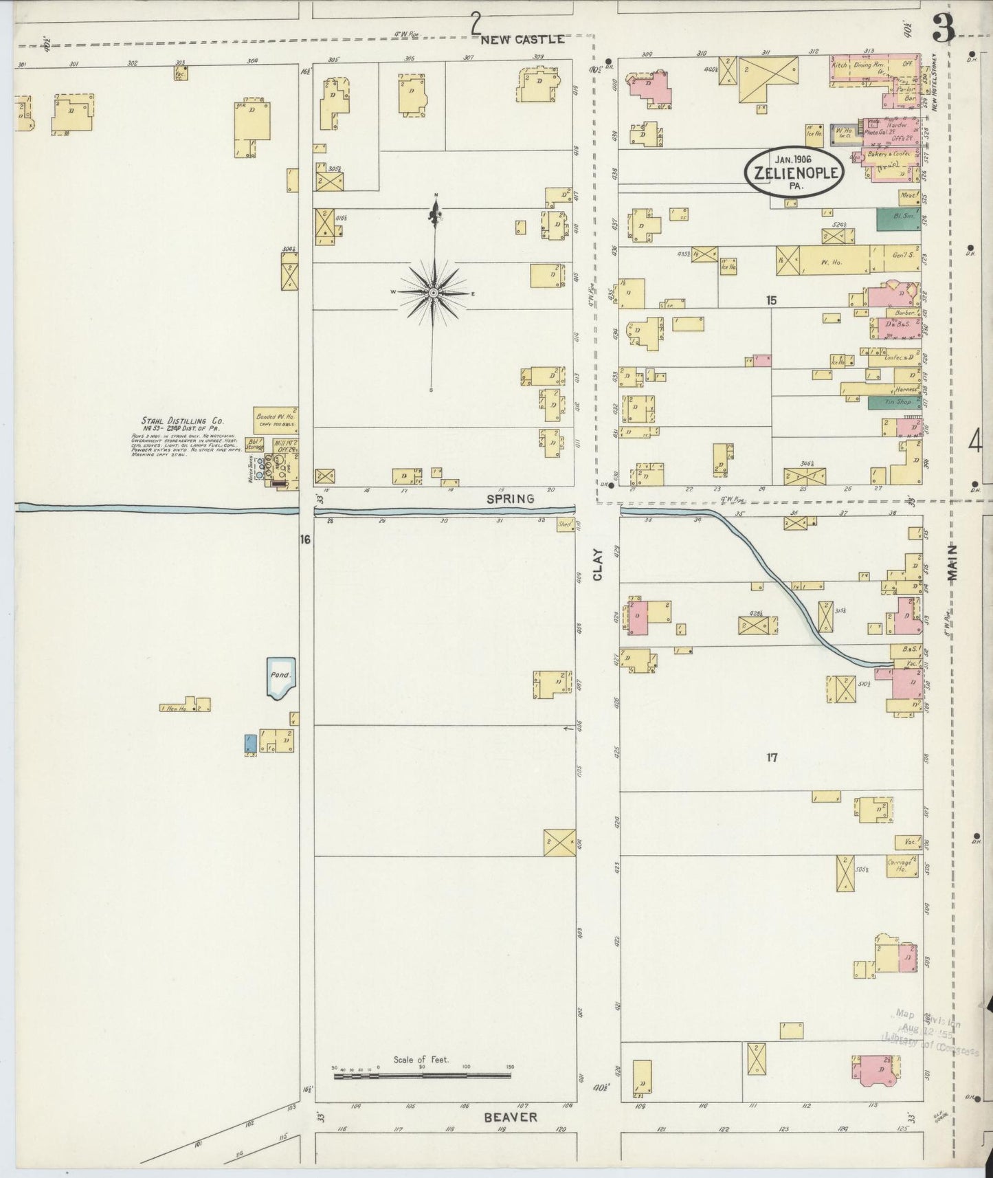 Sanborn Fire Insurance Map from Zelienople, Butler County, Pennsylvania (1906), Sheet #0003 - Complete Map Set gallery image, historic Sanborn map, vintage wall art, Pennsylvania Pennsylvania