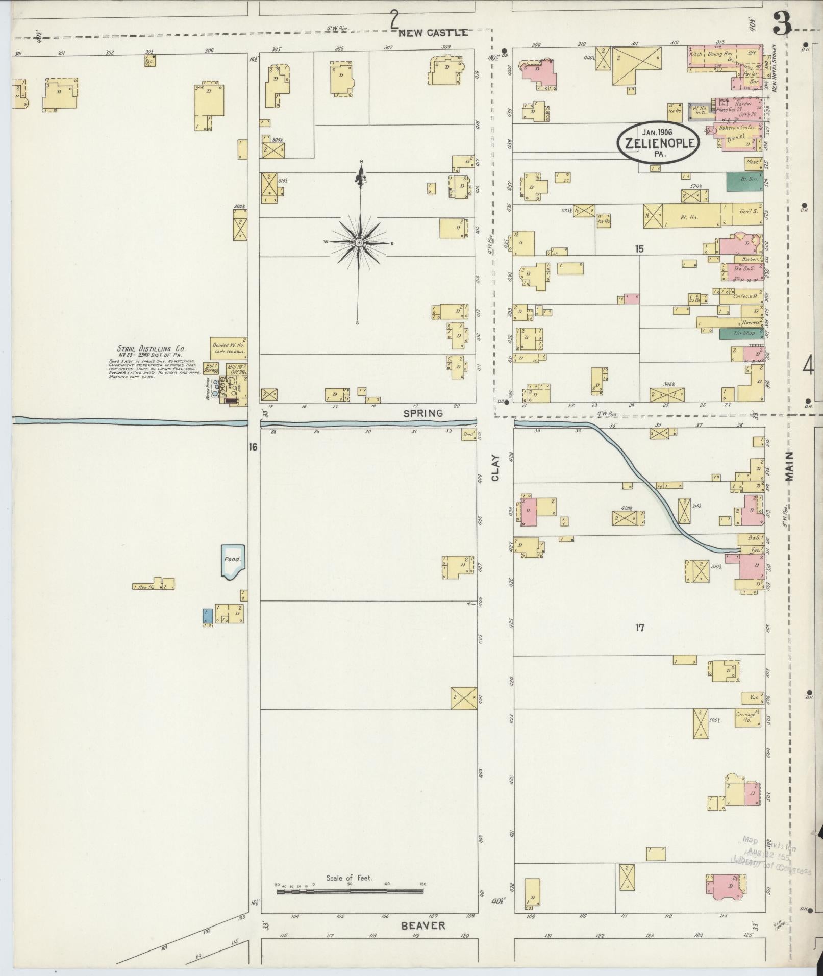 Sanborn Fire Insurance Map from Zelienople, Butler County, Pennsylvania (1906), Sheet #0003 - Complete Map Set gallery image, historic Sanborn map, vintage wall art, Pennsylvania Pennsylvania