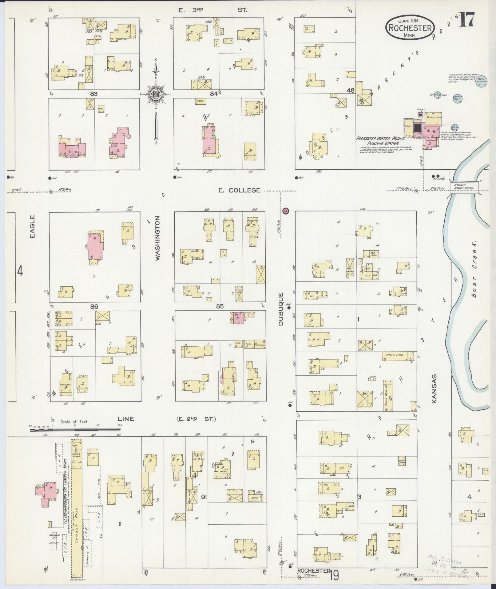 Sanborn Fire Insurance Map from Rochester, Olmsted County, Minnesota (1914), Sheet #0017 - Complete Map Set gallery image, historic Sanborn map, vintage wall art, Minnesota Minnesota
