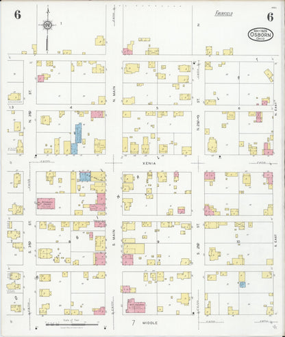 Sanborn Fire Insurance Map from Osborn, Greene County, Ohio (1929), Sheet #0006 - Historic Sanborn Fire Insurance Map Print, vintage old map wall art, antique decor, genealogy gift, Ohio Ohio map