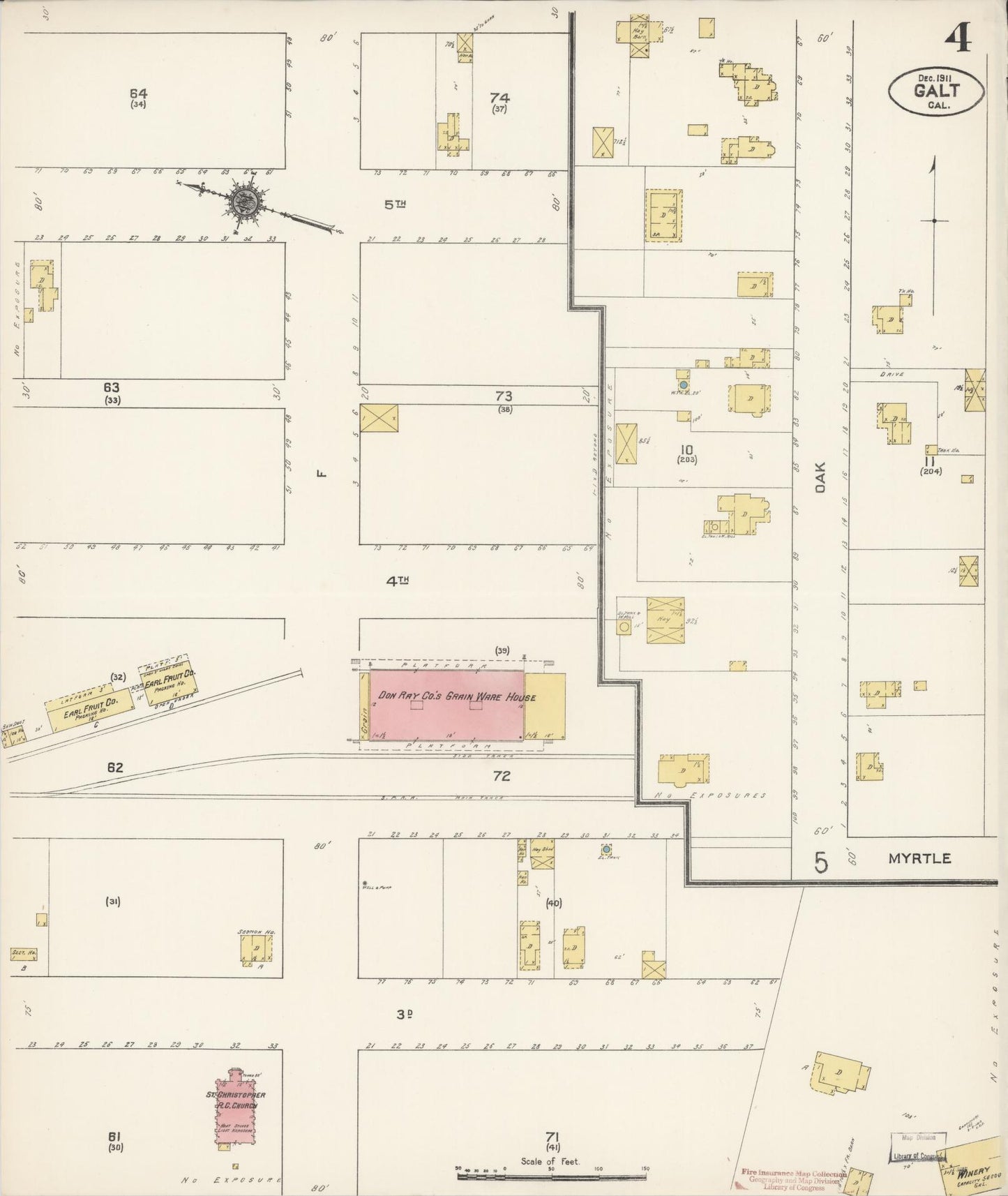 Sanborn Fire Insurance Map from Galt, Sacramento County, California (1911), Sheet #0004 - Historic Sanborn Fire Insurance Map Print, vintage old map wall art, antique decor, genealogy gift, California California map