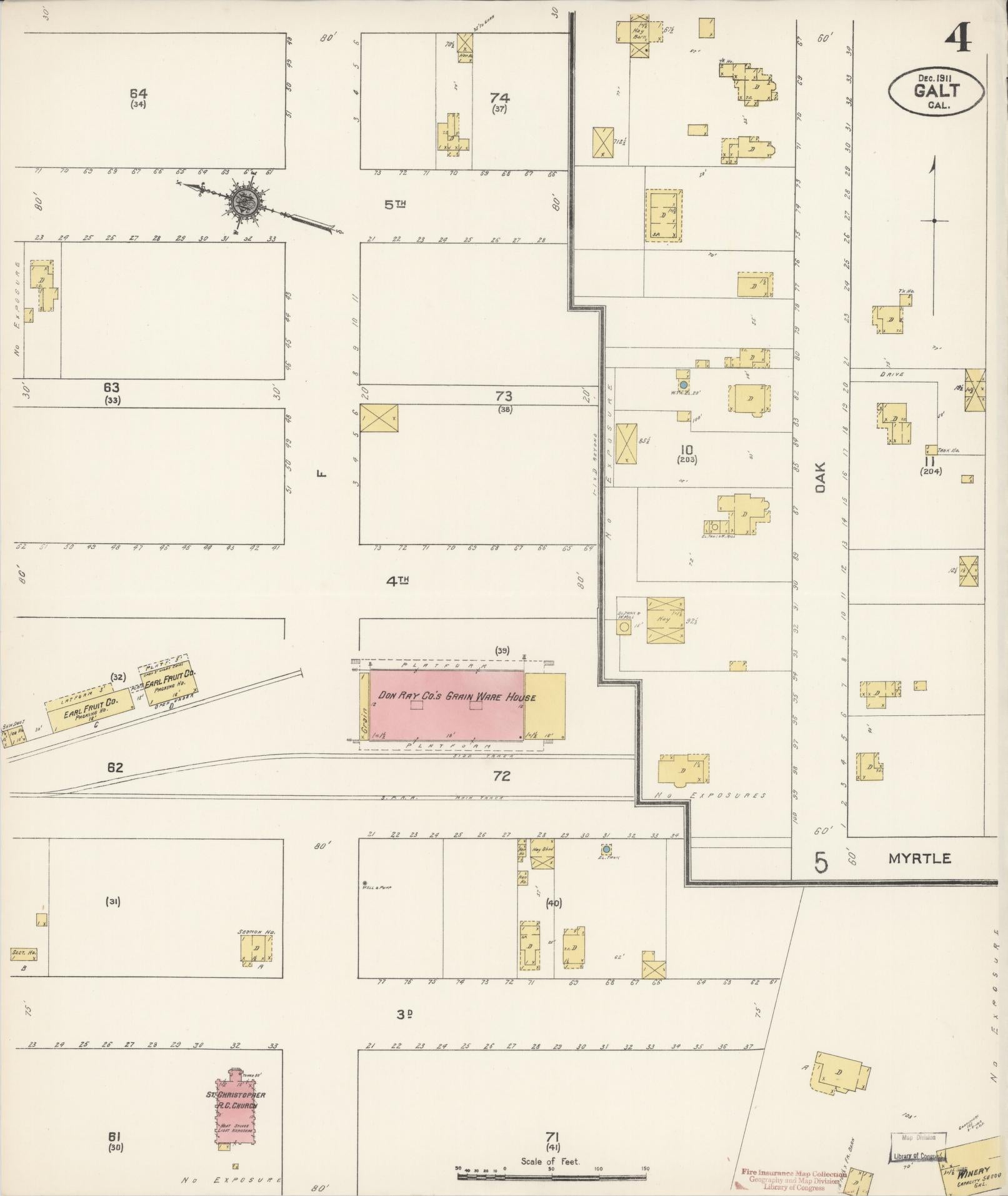 Sanborn Fire Insurance Map from Galt, Sacramento County, California (1911), Sheet #0004 - Historic Sanborn Fire Insurance Map Print, vintage old map wall art, antique decor, genealogy gift, California California map