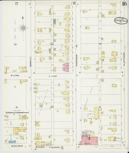 Sanborn Fire Insurance Map from Springfield, Greene County, Missouri (1896), Sheet #0016 - Complete Map Set gallery image, historic Sanborn map, vintage wall art, Missouri Missouri