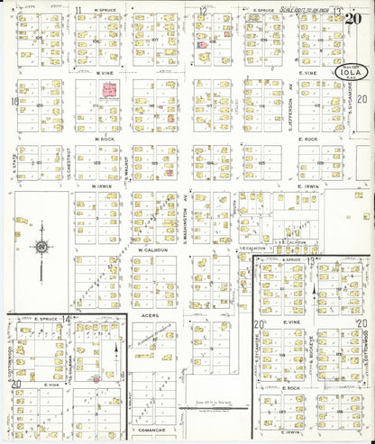 Sanborn Fire Insurance Map from Iola, Allen County, Kansas (1917), Sheet #0020 - Complete Map Set gallery image, historic Sanborn map, vintage wall art, Kansas Kansas