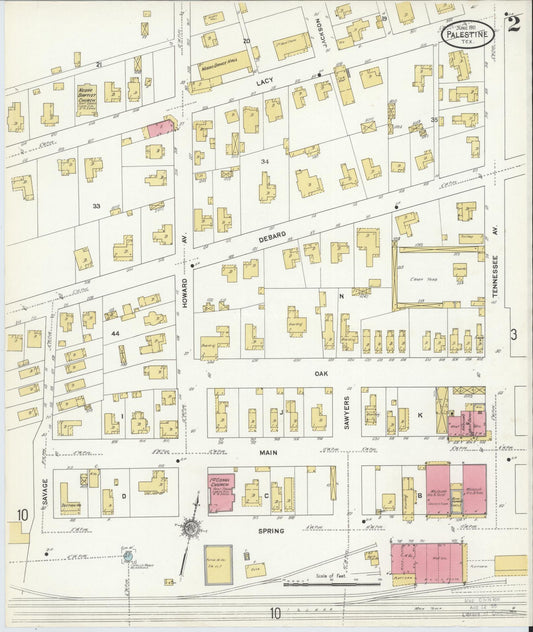 Sanborn Fire Insurance Map from Palestine, Anderson County, Texas (1911), Sheet #0002 - Historic Sanborn Fire Insurance Map Print, vintage old map wall art, antique decor, genealogy gift, Texas Texas map