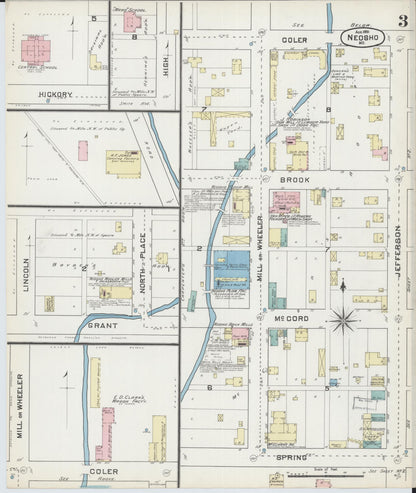 Sanborn Fire Insurance Map from Neosho, Newton County, Missouri (1891), Sheet #0003 - Complete Map Set gallery image, historic Sanborn map, vintage wall art, Missouri Missouri