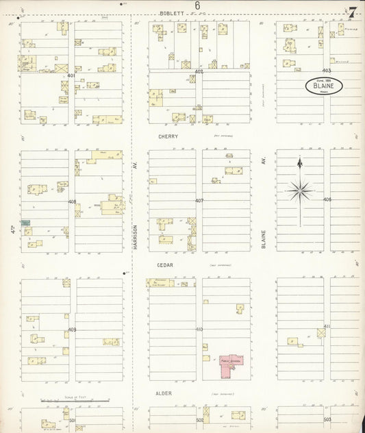 Sanborn Fire Insurance Map from Blaine, Whatcom County, Washington (1899), Sheet #0007 - Historic Sanborn Fire Insurance Map Print, vintage old map wall art, antique decor, genealogy gift, Washington Washington map