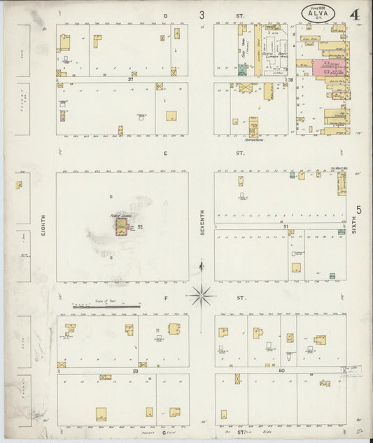 Sanborn Fire Insurance Map from Alva, Woods County, Oklahoma (1898), Sheet #0004 - Historic Sanborn Fire Insurance Map Print, vintage old map wall art, antique decor, genealogy gift, Oklahoma Oklahoma map