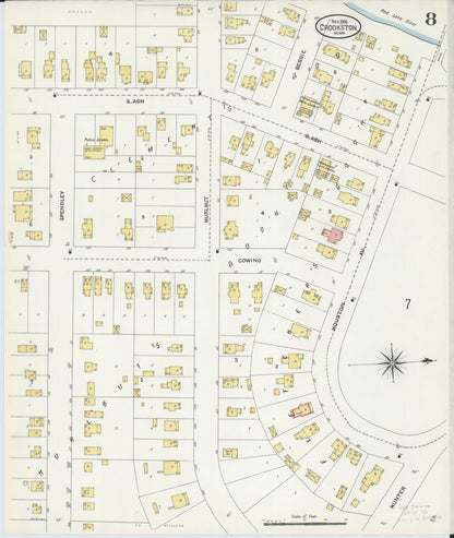 Sanborn Fire Insurance Map from Crookston, Polk County, Minnesota (1906), Sheet #0008 - Historic Sanborn Fire Insurance Map Print, vintage old map wall art, antique decor, genealogy gift, Minnesota Minnesota map